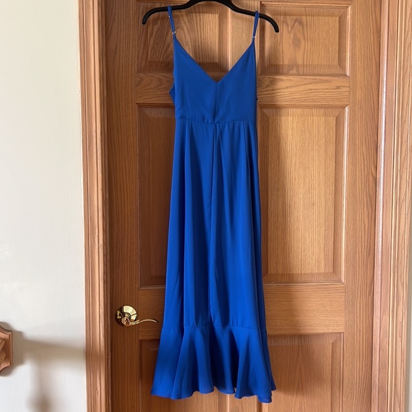Lulus Blue Ruffled Midi Wrap Dress - Picture 5 of 10